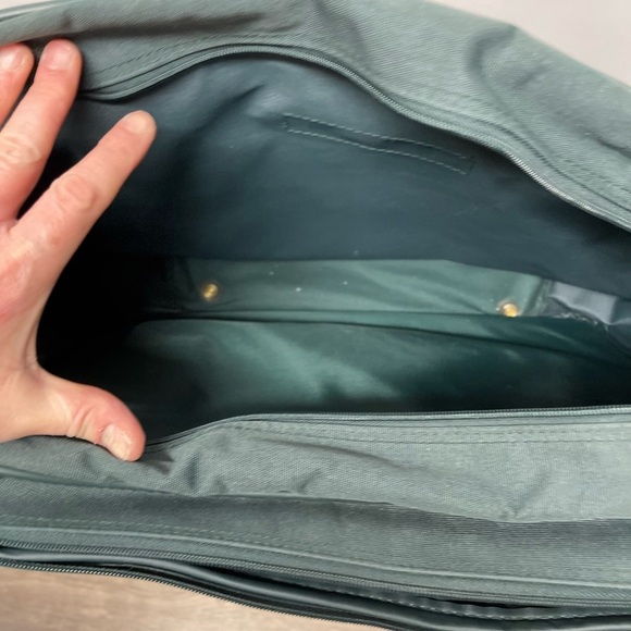 Jaguar Green Canvas Laptop Bag Briefcase Travel Work Bag Faux Leather Trim - Picture 8 of 15